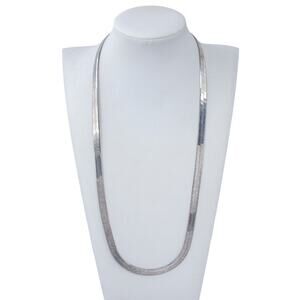 Estate Italy Sterling Silver 925 6.6mm Herringbone Chain Necklace 24"